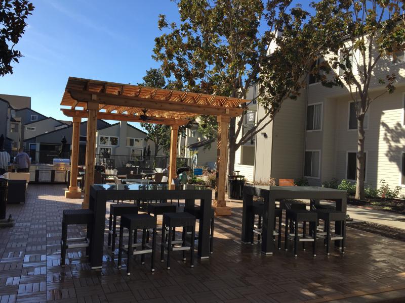 Outdoor Living spaces include custom pergolas